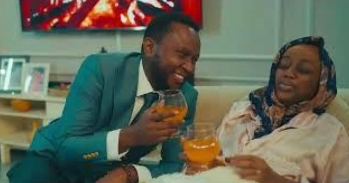 A couple sharing a toast in a living room, from the short film Fly With Me